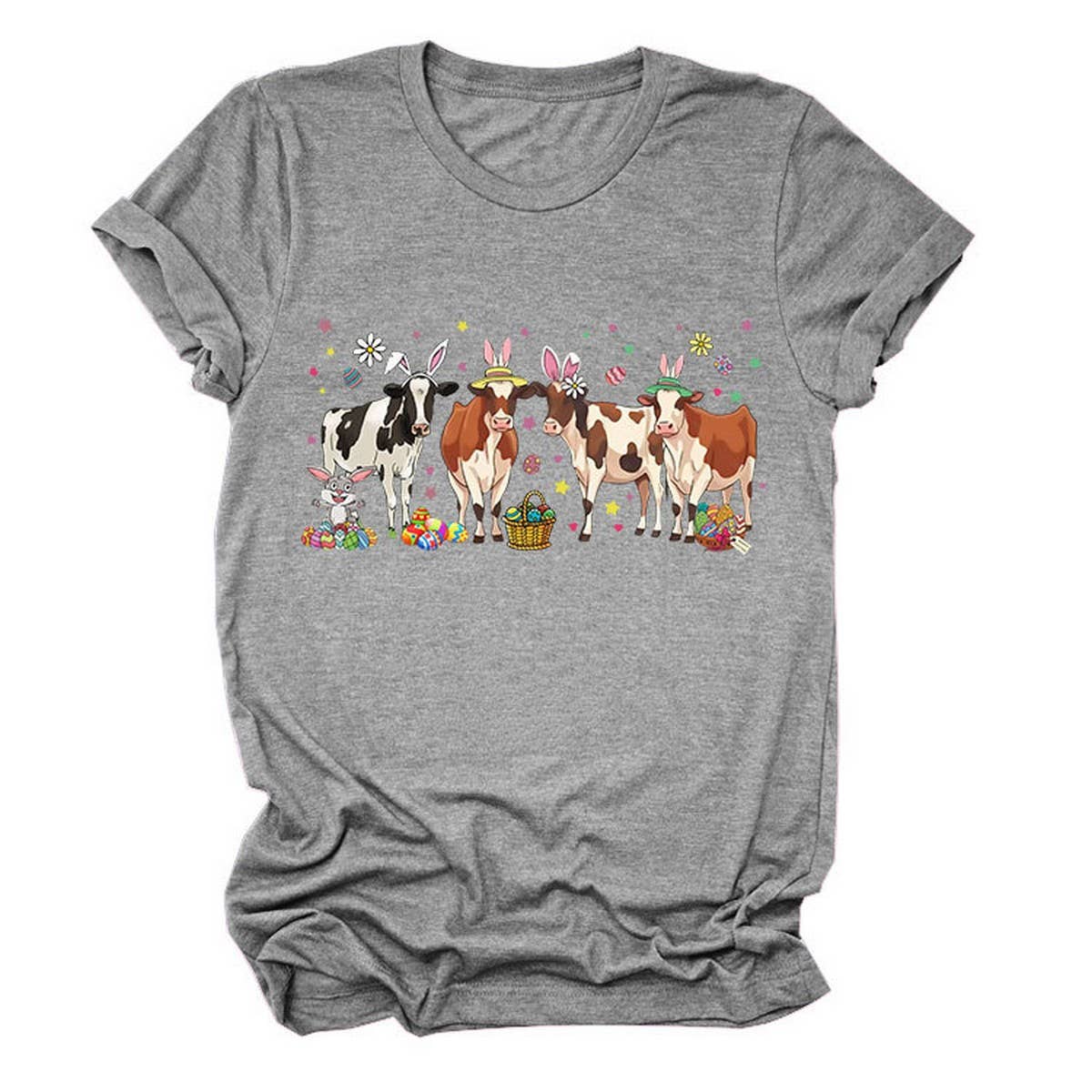 EASTER CASUAL PRINTED ROUND NECK PULLOVER T SHIRT_CWTTS0803