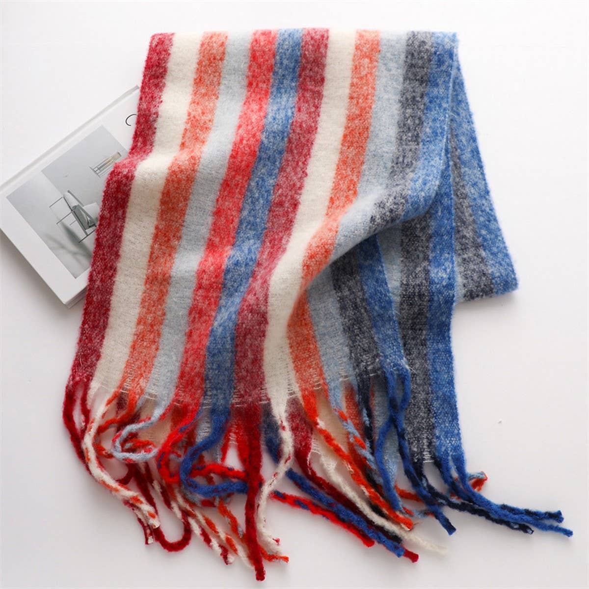 Rainbow Stripe Scarf - Cozy Cute Winter Wrap_CWASC0984