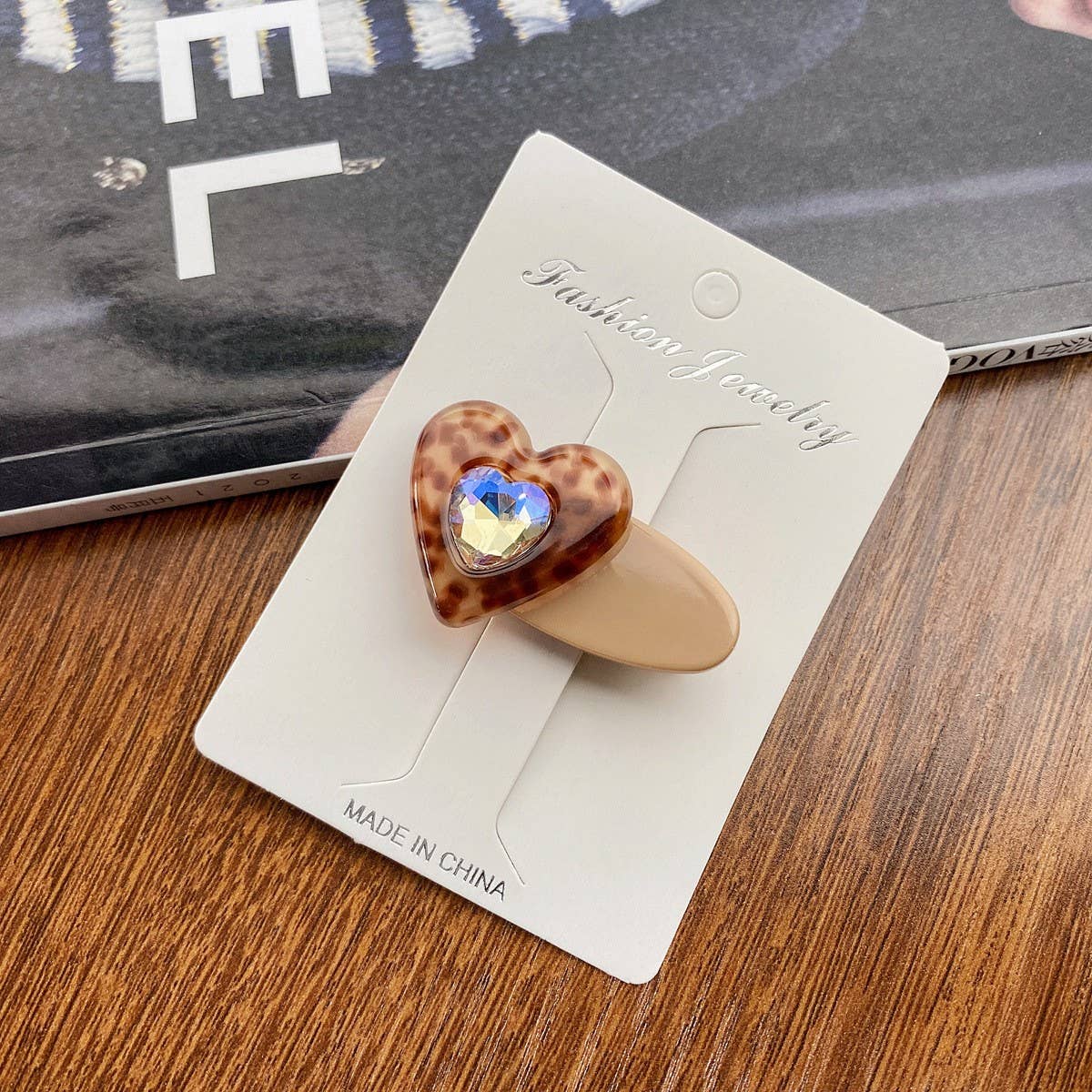 Children's cute heart-shaped diamond hairpin_CWAHA0730