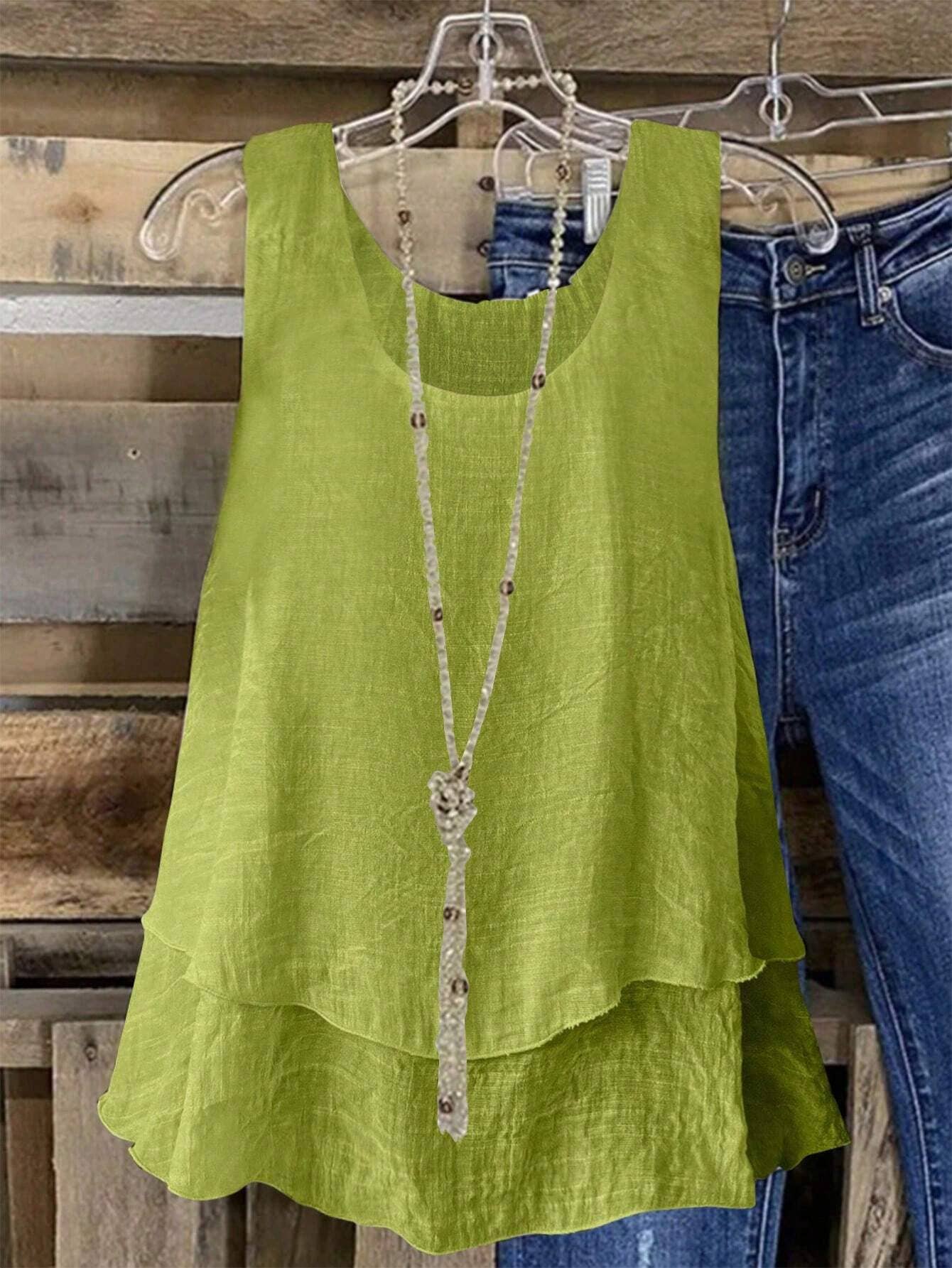 Top top halter sleeveless double cake tail tee