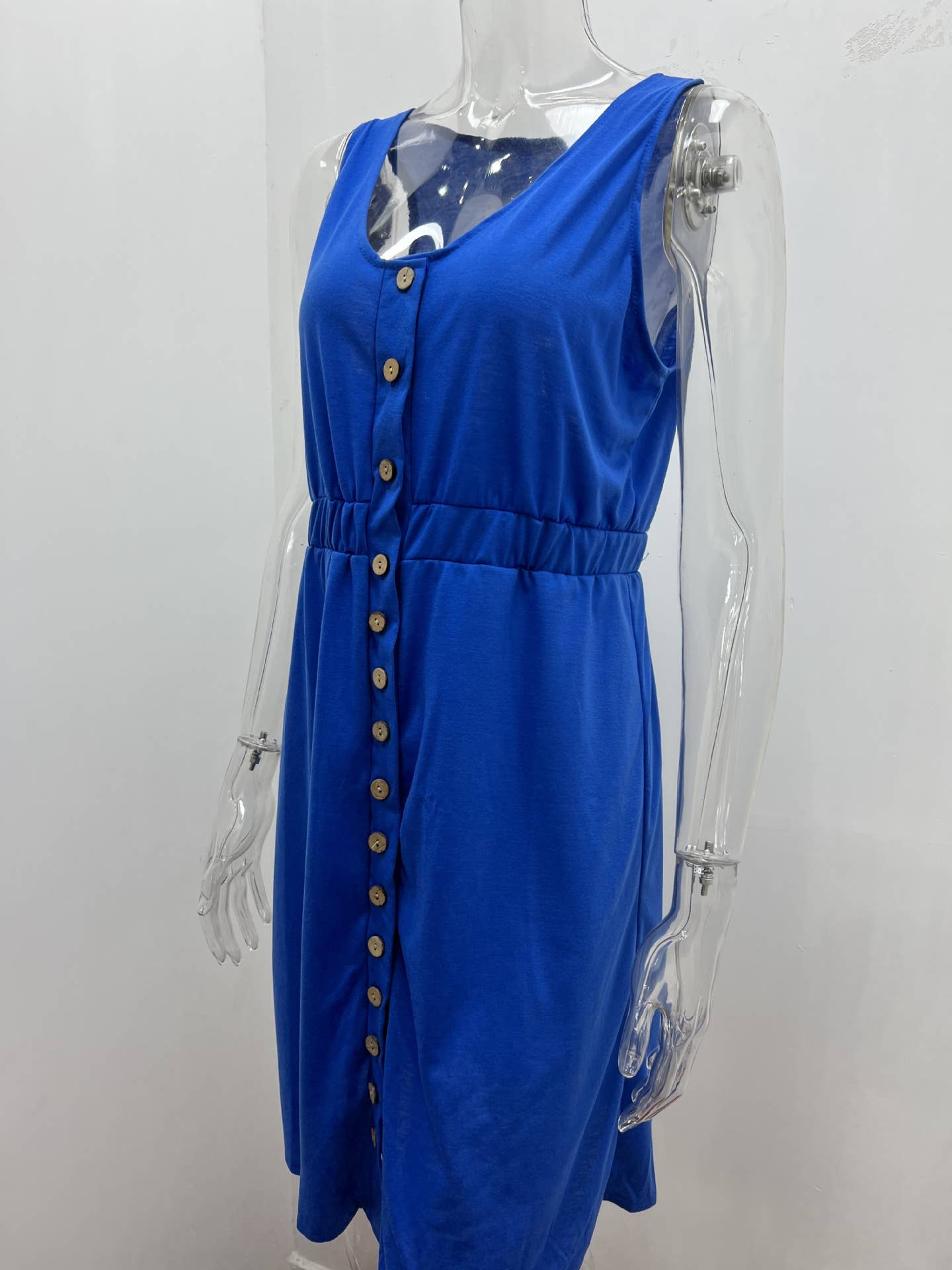 Off-the-shoulder cinched-waist sleeveless dress