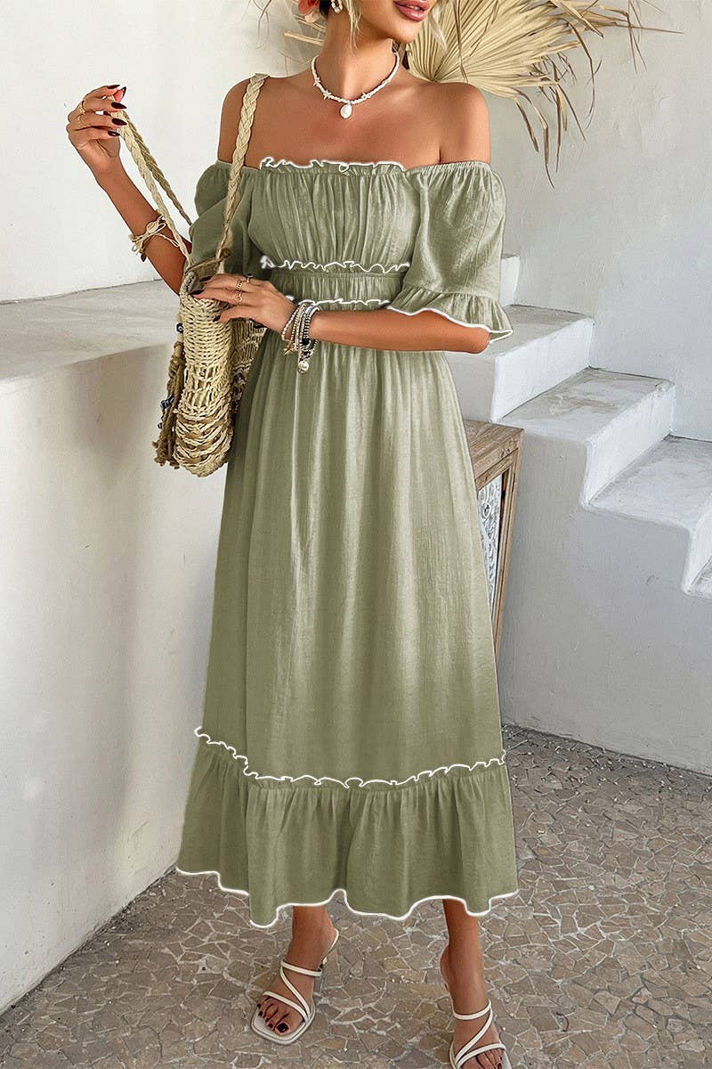 CWDMD5355_SUMMER BOHEMIAN CASUAL HOLIDAY CONTRAST DRESS