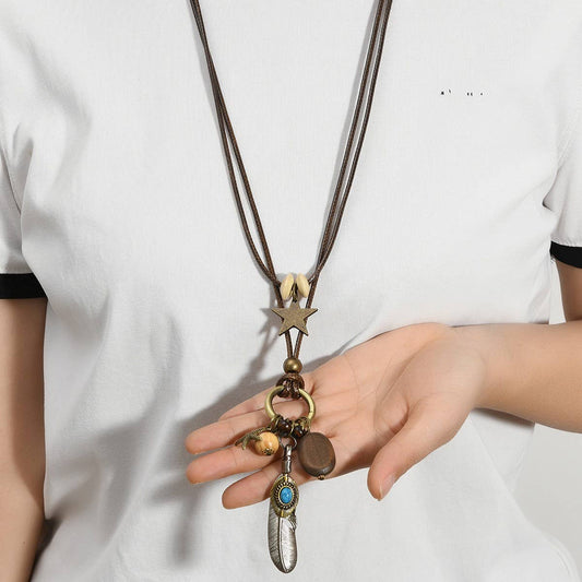 WOMEN'S FASHIONABLE LONG FEATHER NECKLACE