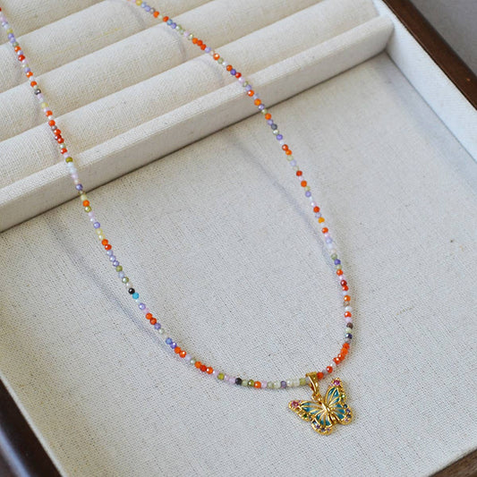 SWEET COLORFUL ZIRCON BEADED BRACELET NECKLACE