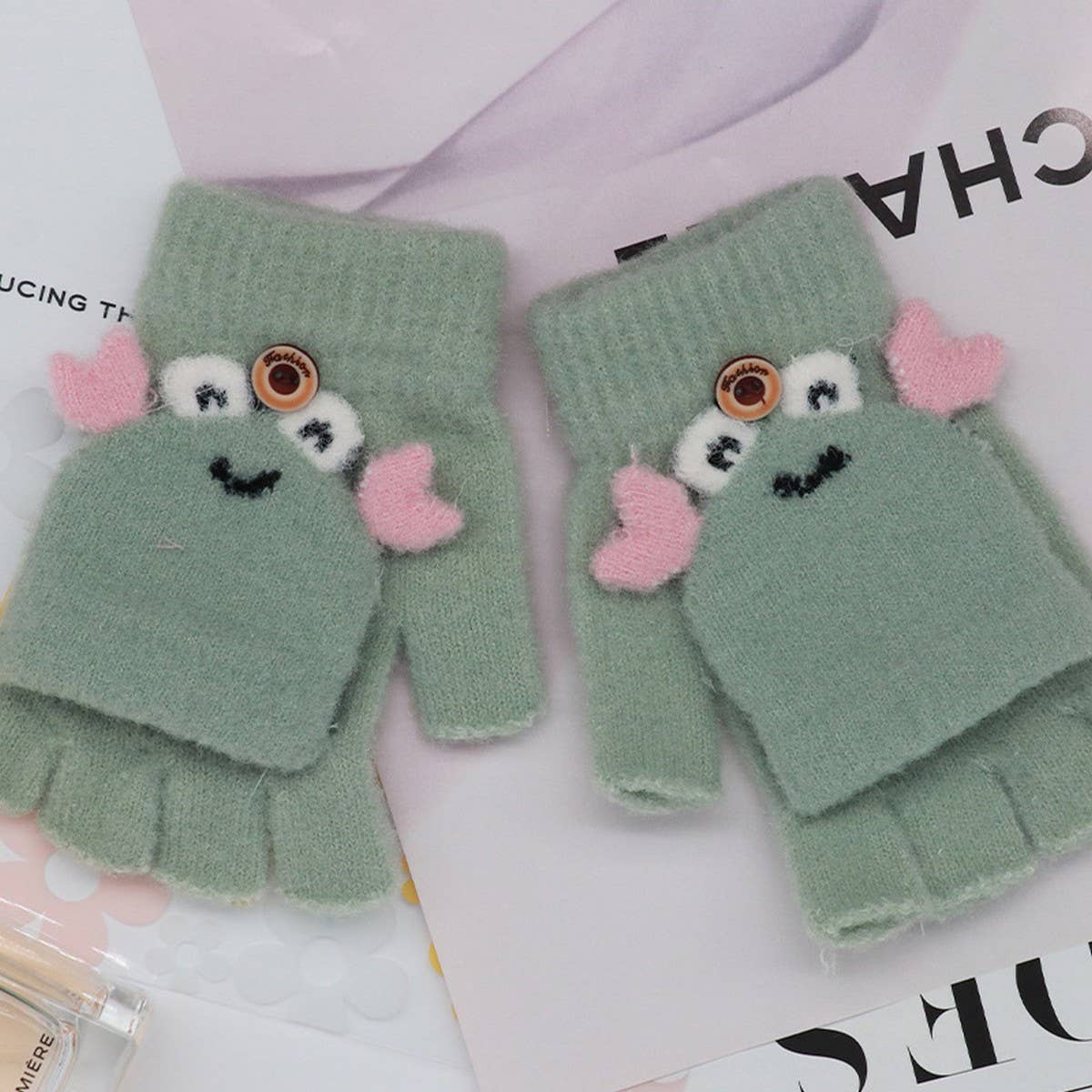CARTOON CHILDREN STUDENT WARM FLIP GLOVES_CWAG0167