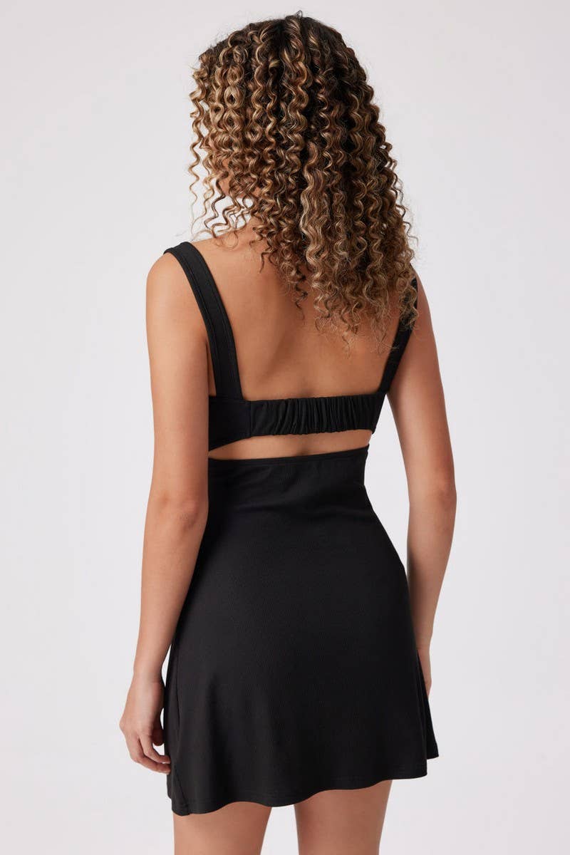 CWDSD8451_SOLID BACKLESS CINCHED WAIST A-LINE DRESS