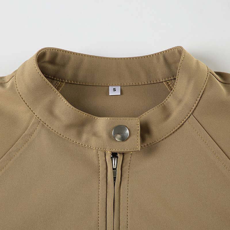 STAND COLLAR BUCKLE CARDIGAN LOOSE CASUAL COAT