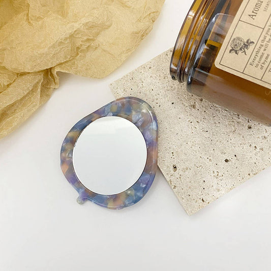 Compact Acetate Leaf-Shaped Makeup Mirror