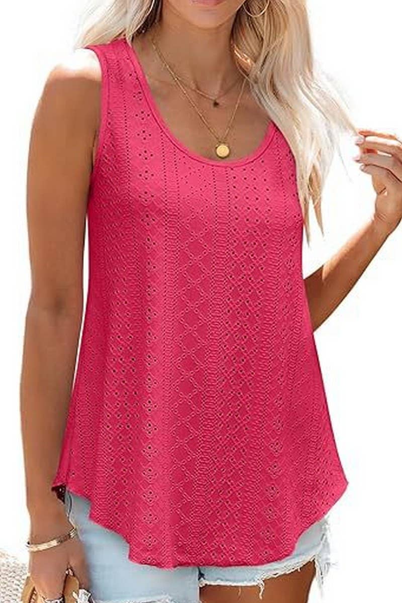 Cwttsl0235_Round Neck Sleeveless Knit Top