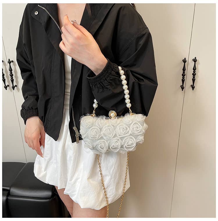 Floral hand-held Chinese-style crossbody bag