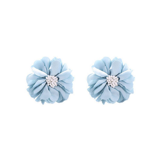 Handmade Fabric Flower Stud Earrings ? Minimalist