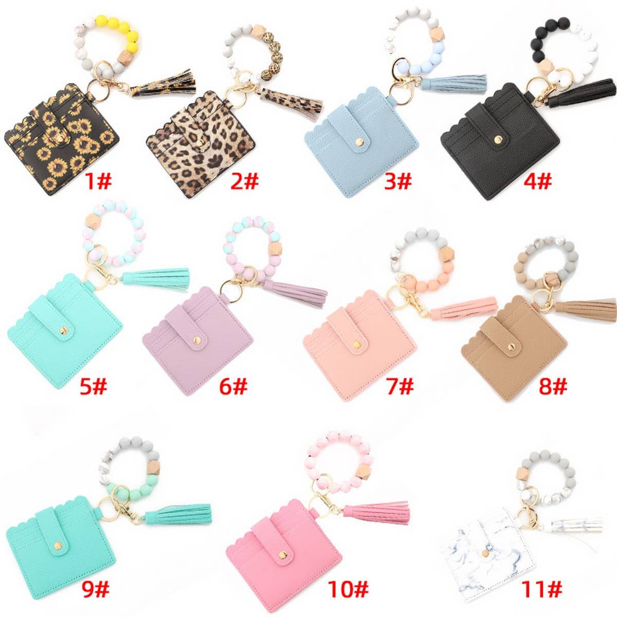LEATHER CARD BAG TASSEL KEYCHAIN BRACELET_CWAJE0657