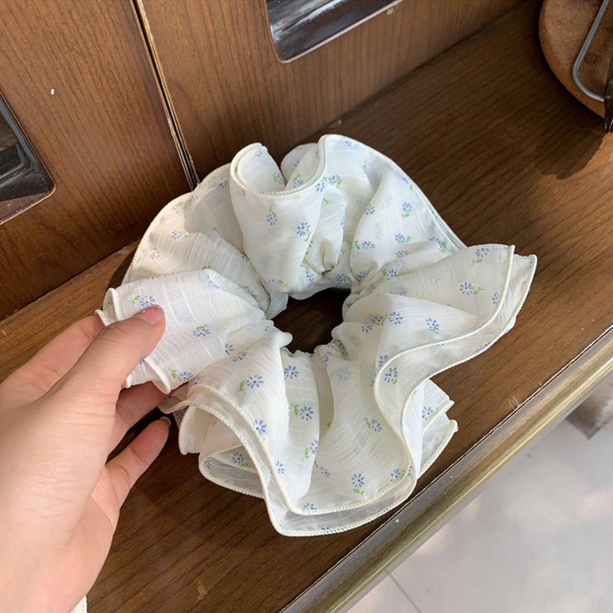 Pink Floral 4-Layer Scrunchie for Low Buns_CWAHA5517