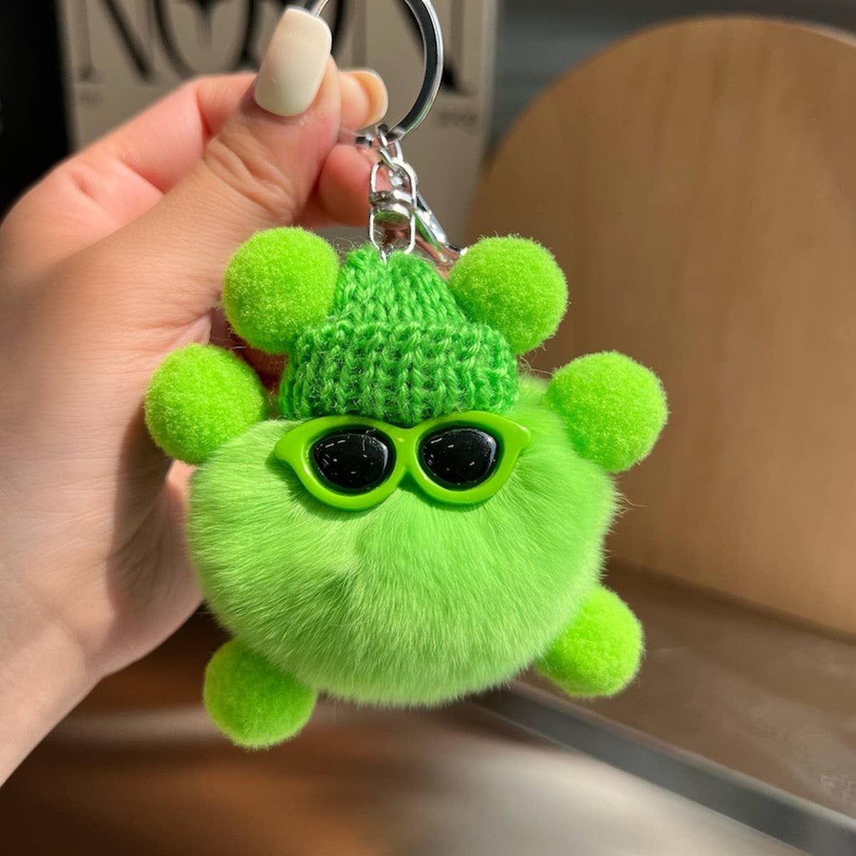 CUTE RABBIT FUR BRIQUETTES CAR KEYCHAIN PENDANT