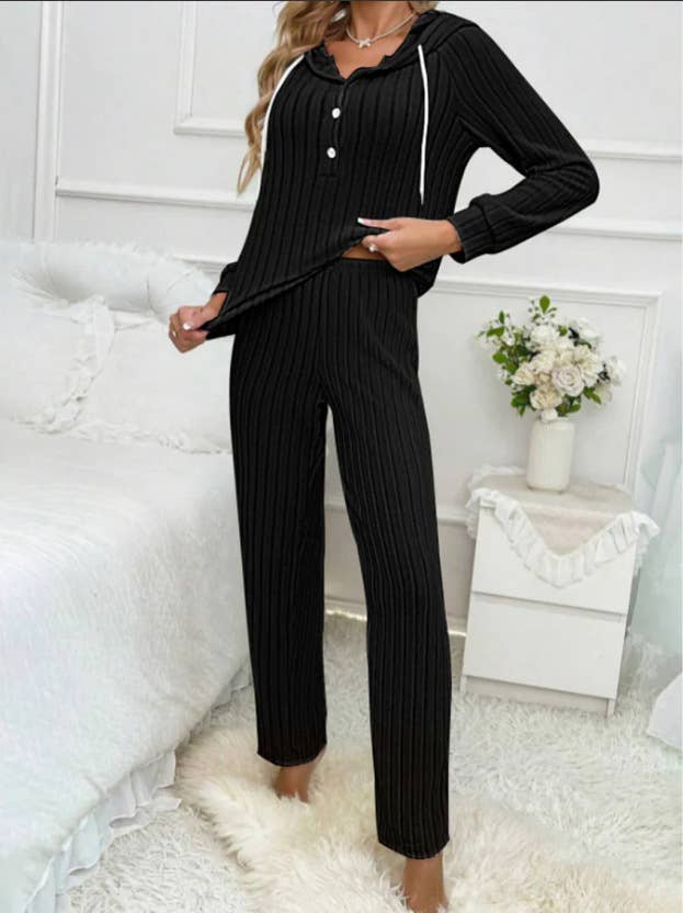 PIT WOOLEN HOODED TOP FASHION TROUSERS HOME SUIT