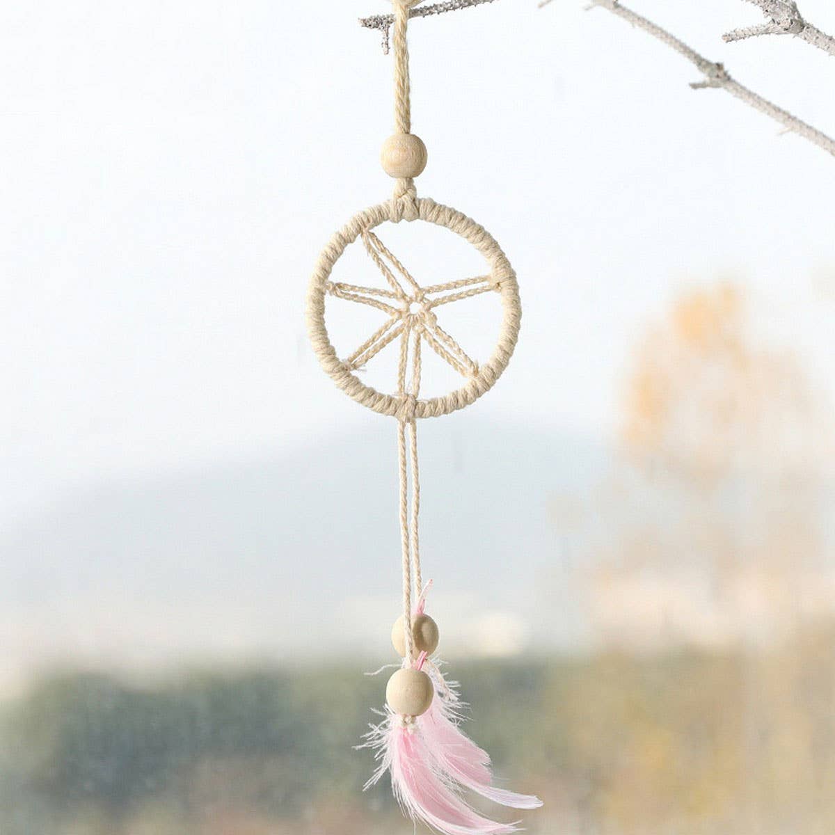 Plush Christmas Feather Tree Hanging Bell Decor_CWMM9796