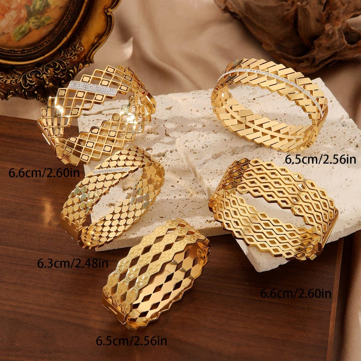 VINTAGE WIDE HOLLOW TITANIUM STEEL BRACELET