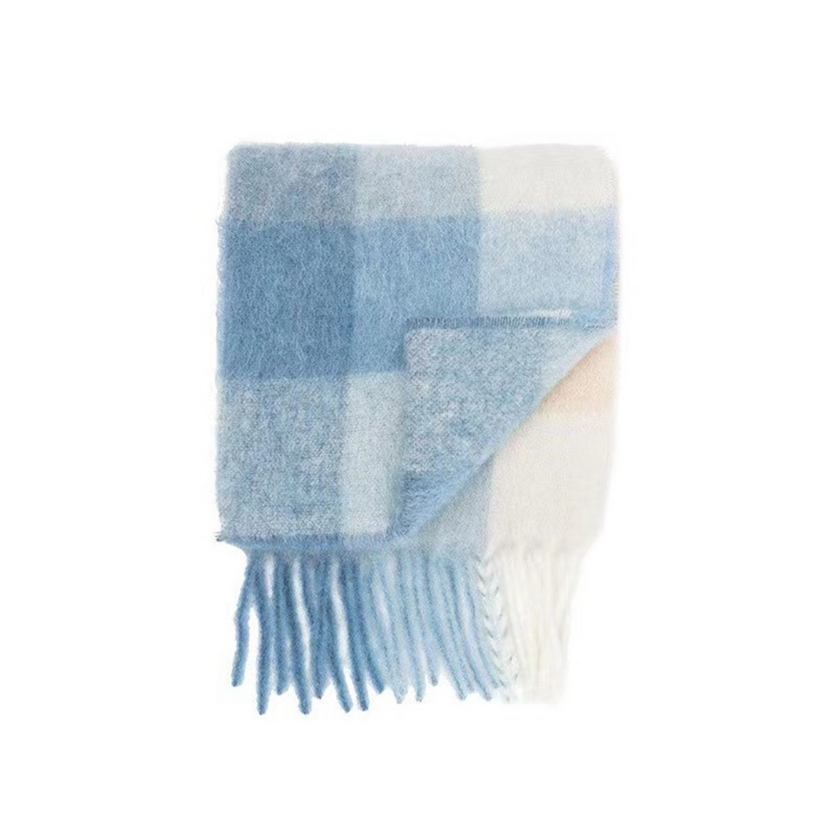 Faux Cashmere Plaid Scarf ? Thick Fringed Wrap