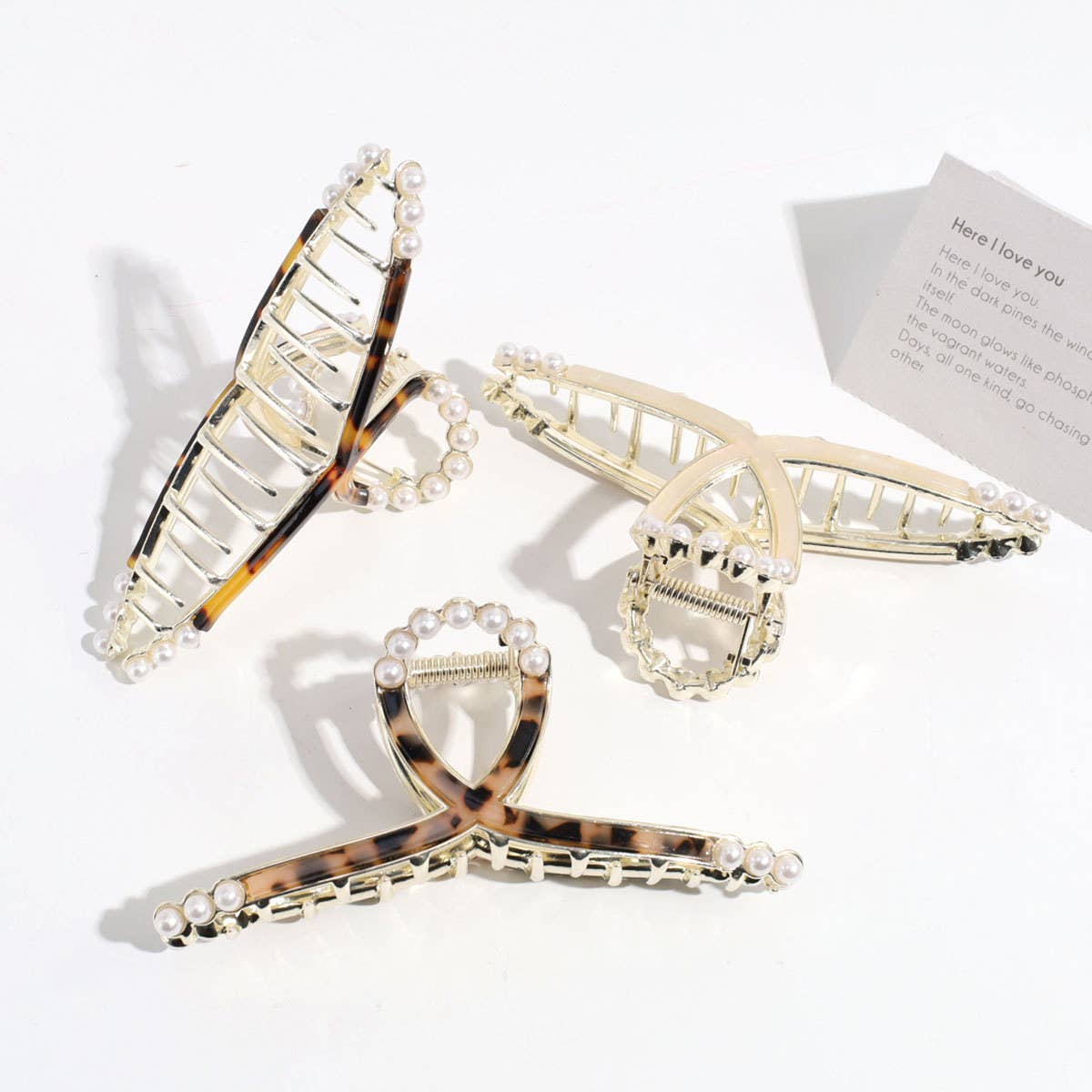 FASHION PERSONALITY LEOPARD PRINT PEARL HAIRPIN_CWAHA2329