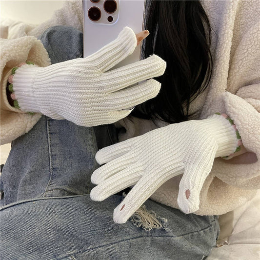 SOLID COLOR KNITTED FINGERLESS TOUCHSCREEN GLOVES_CWAG0197