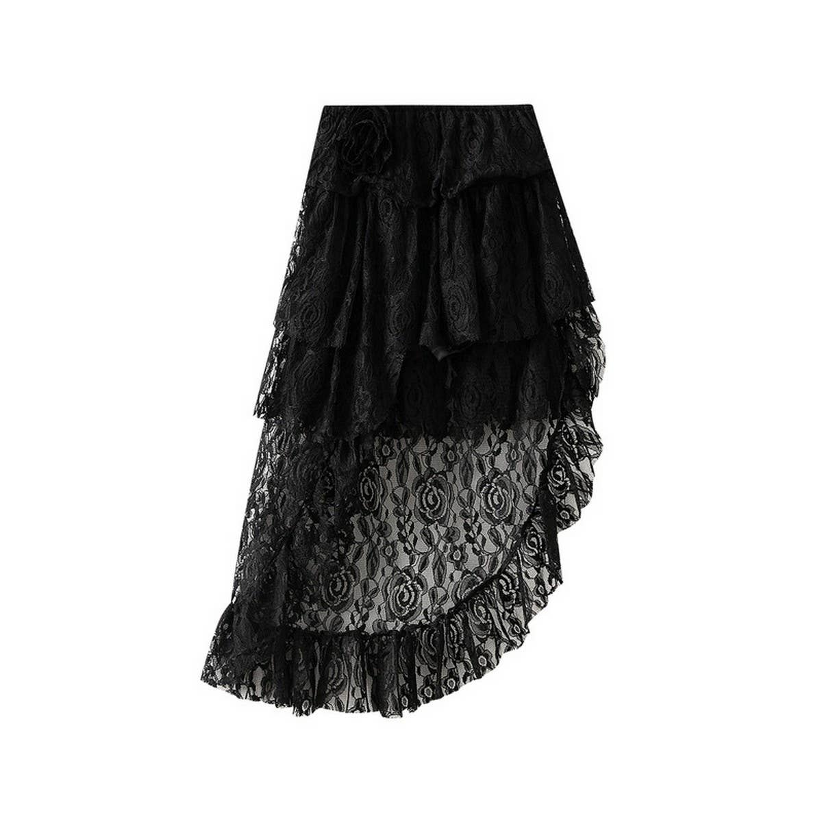 IRREGULAR LACE SKIRT CAKESKIRT HIGHWAIST MIDISKIRT