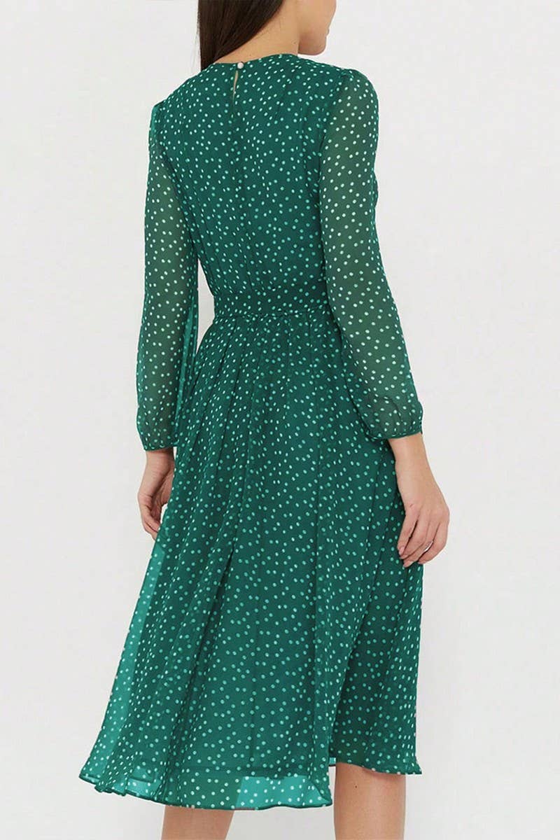 CWDMD5339_HOLIDAY CASUAL STYLE FLORAL TIE WAIST DRESS