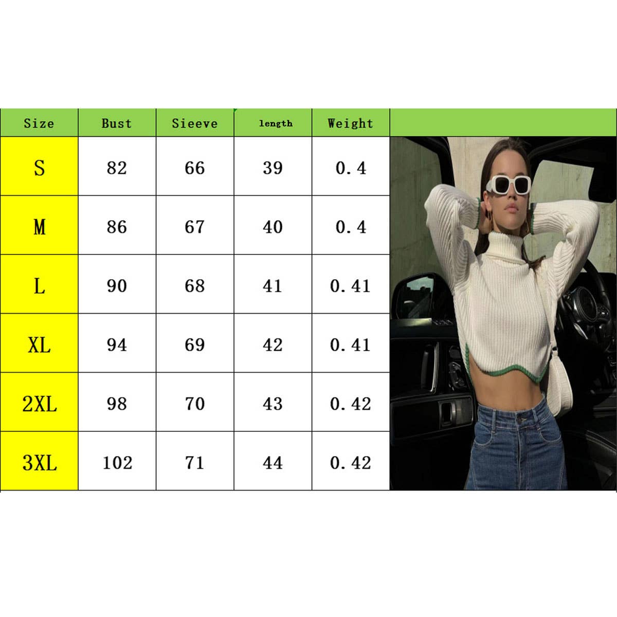 SHORT TIGHT TURTLENECK AND IRREGULAR HEM SWEATER