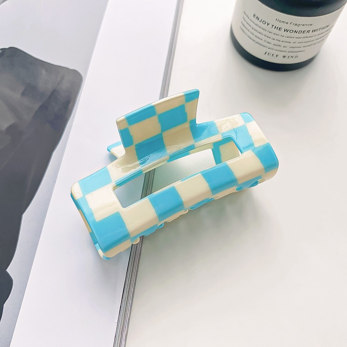 Checkerboard Hair Claw ??Candy Color Acetate Look_CWAHA0395