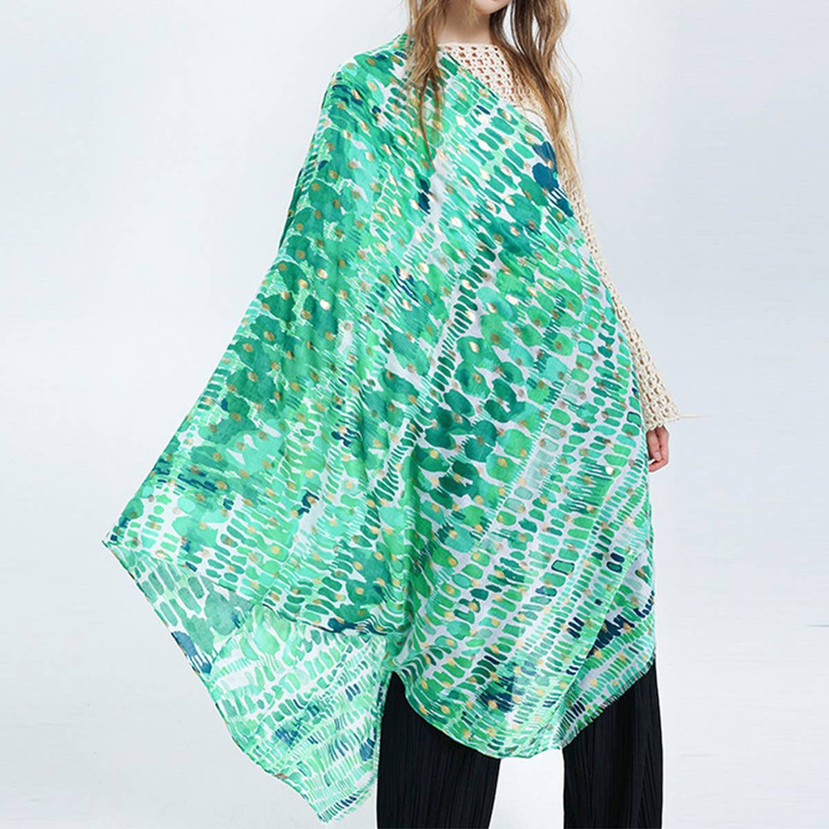 Floral Printed Satin Scarf - Elegant Beach Shawl