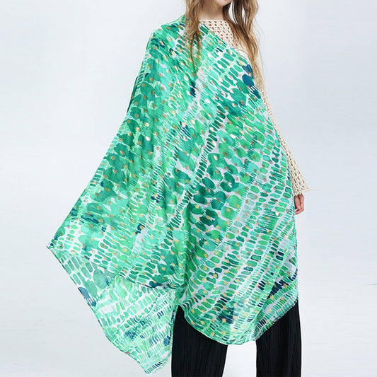 Floral Printed Satin Scarf - Elegant Beach Shawl