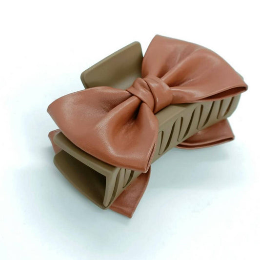 Large Retro PU Leather Double-Sided Bow Clip_CWAHA6375
