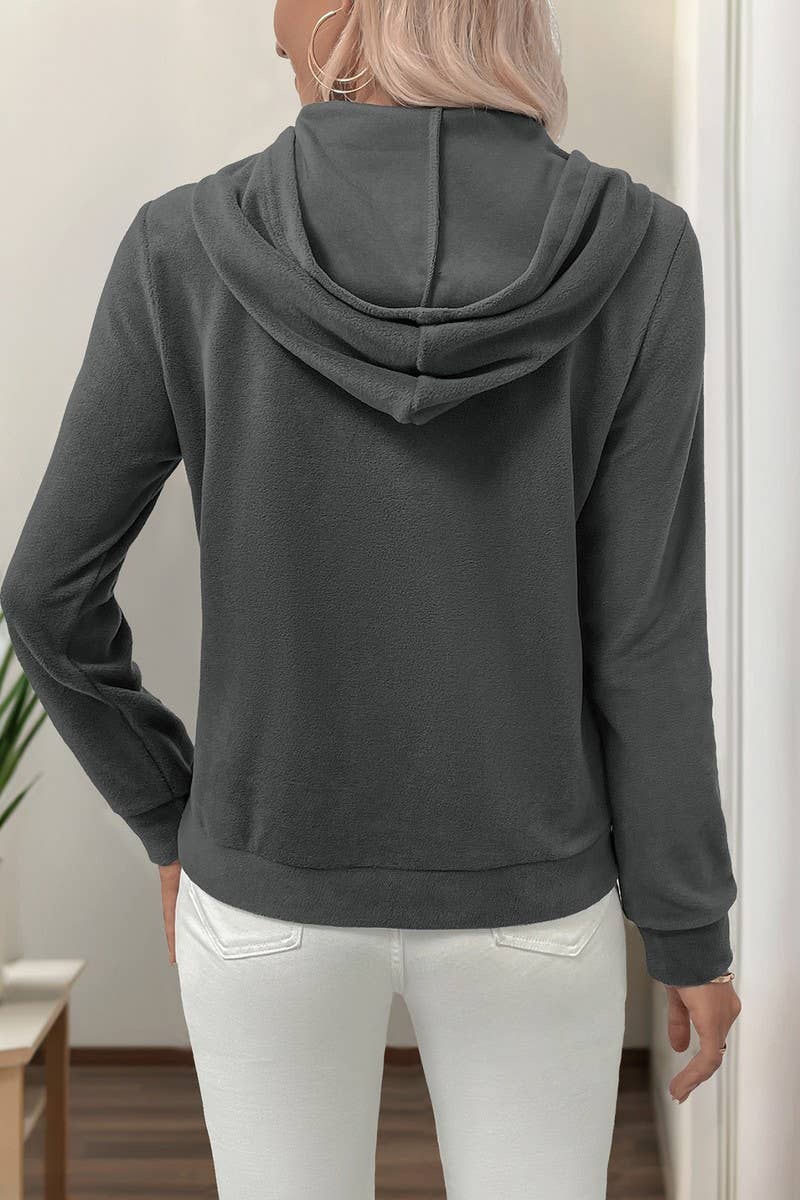 CWOHOL1109_AUTUMN AND WINTER CASUAL PULLOVER HOODED TOP