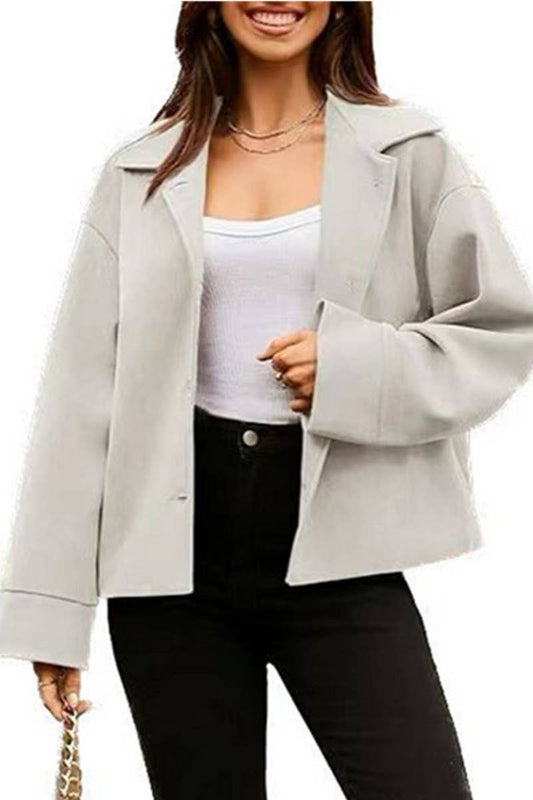 CWOBL0184_SOLID COLOR SHORT LONG SLEEVE BUTTON BLAZER