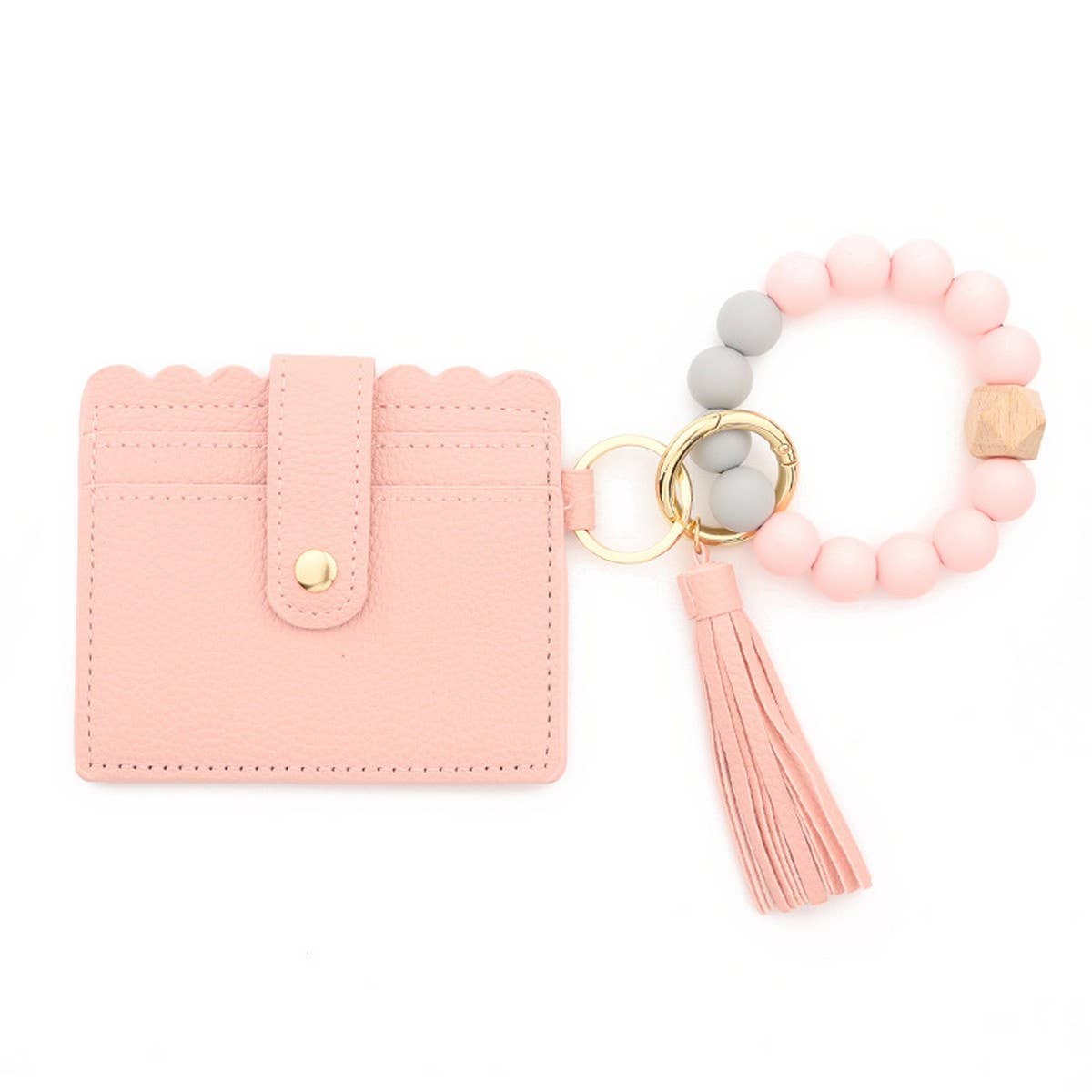 SILICONE BEAD BRACELET CARD BAG TASSEL KEYCHAIN