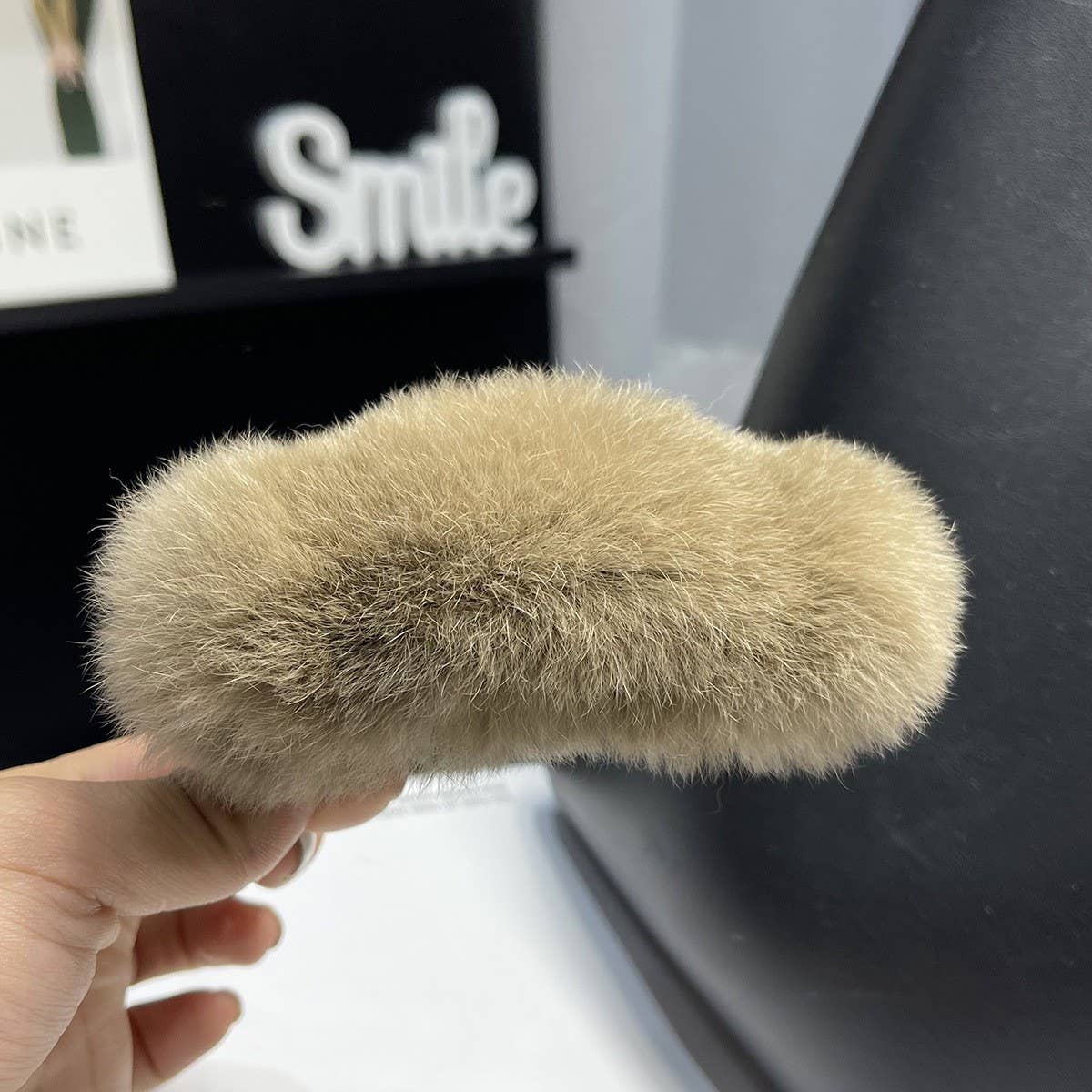 Fuzzy Bunny Fur Hair Claw, Large Lazy Style Clip