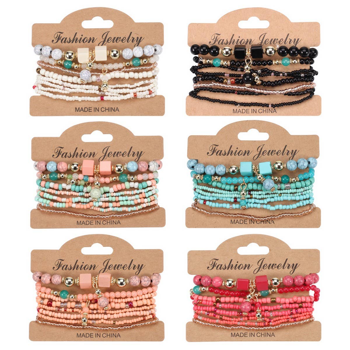 CWMM10436_BOHO BEADED HANDMADE BRACELET SET 8PCS WOMEN