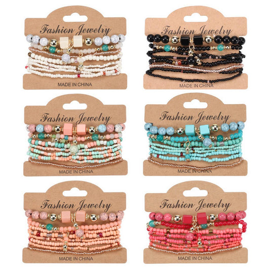 CWMM10436_BOHO BEADED HANDMADE BRACELET SET 8PCS WOMEN