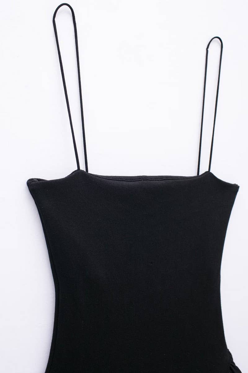 CWDSD6643_LOW-NECK SLEEVELESS SLIM-FIT SUSPENDER DRESS