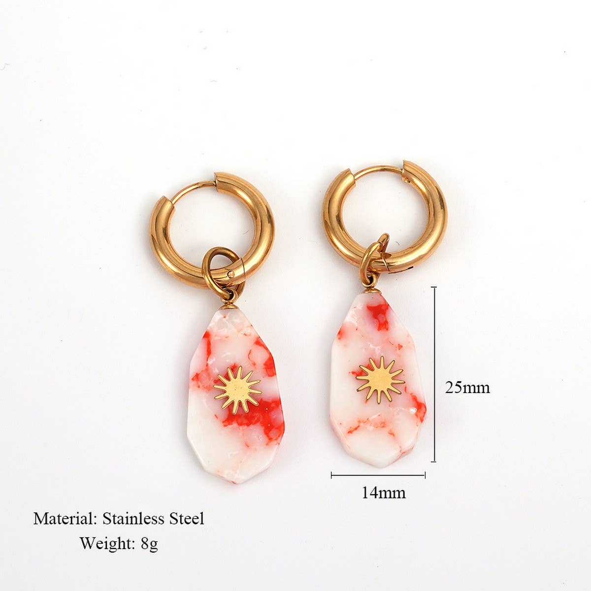 Vintage Steel Necklace & Earrings with Stone