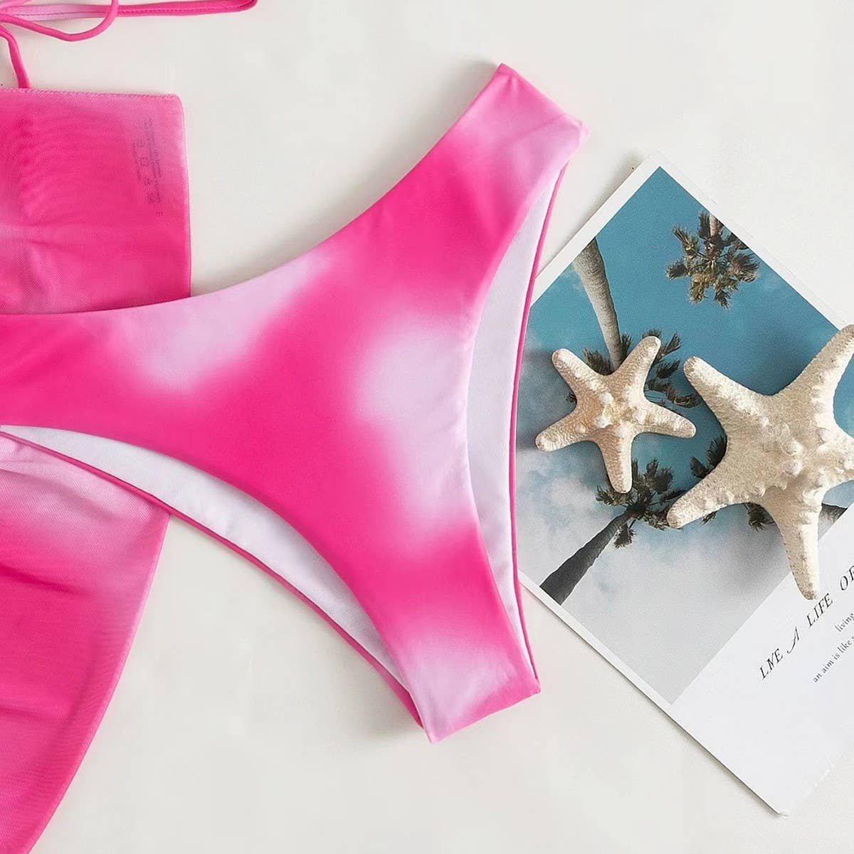 Tie-Dye Bikini Set - 3 Piece with Mesh Skirt