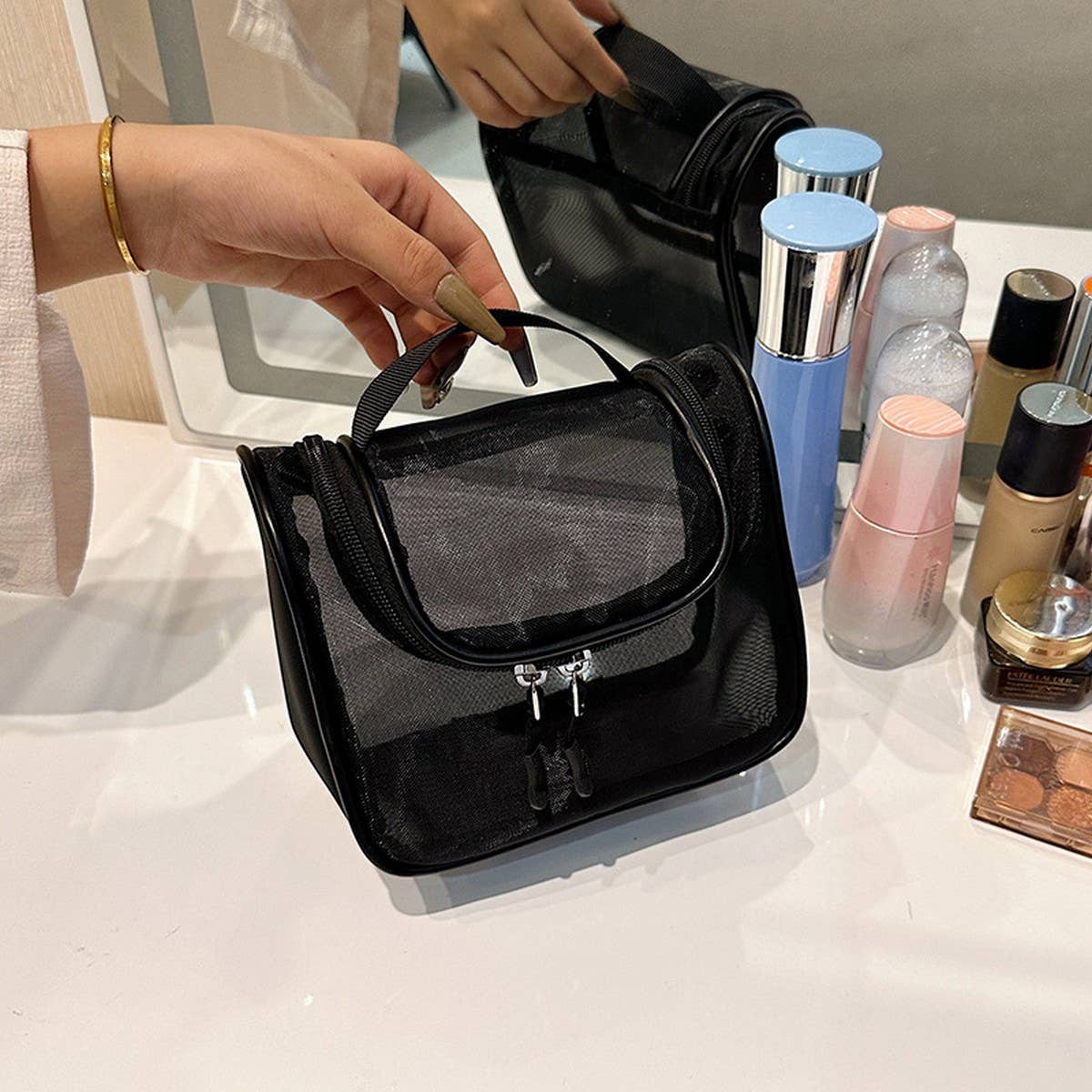 NEW FASHION MESH LARGE CAPACITY COSMETIC BAG_CWAB4459