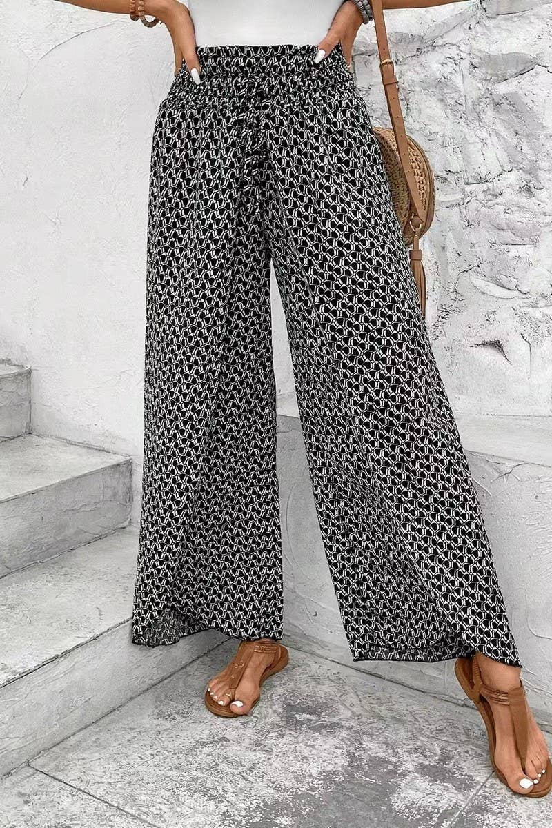 CWBLP2061_FLORAL SIDE SLIT WIDE LEG SKIRT PANTS