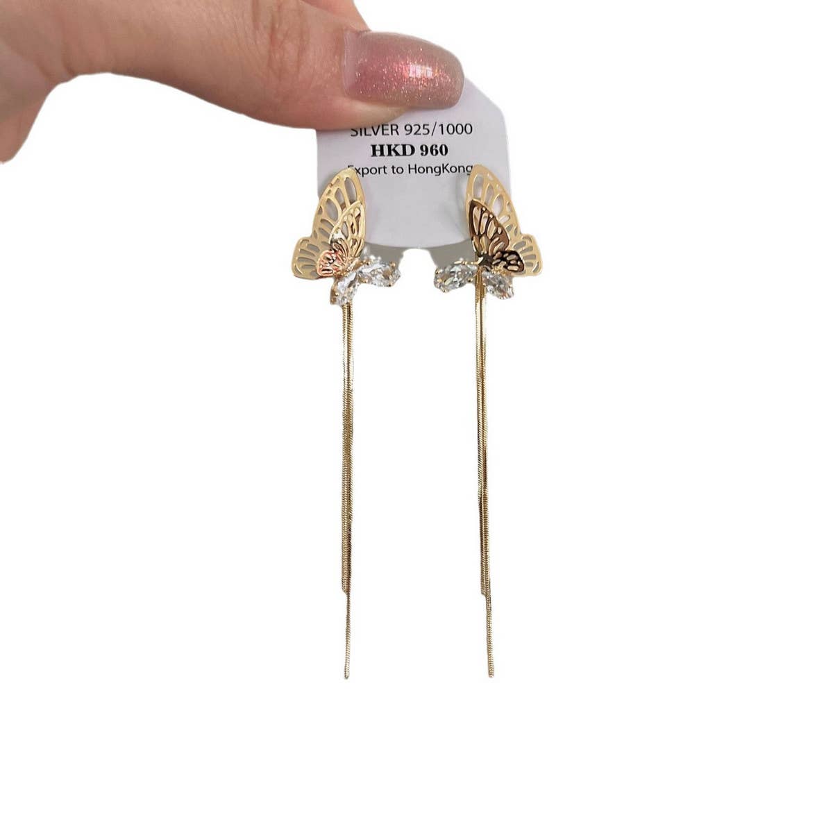 HOLLOW BUTTERFLY TASSEL EARRINGS