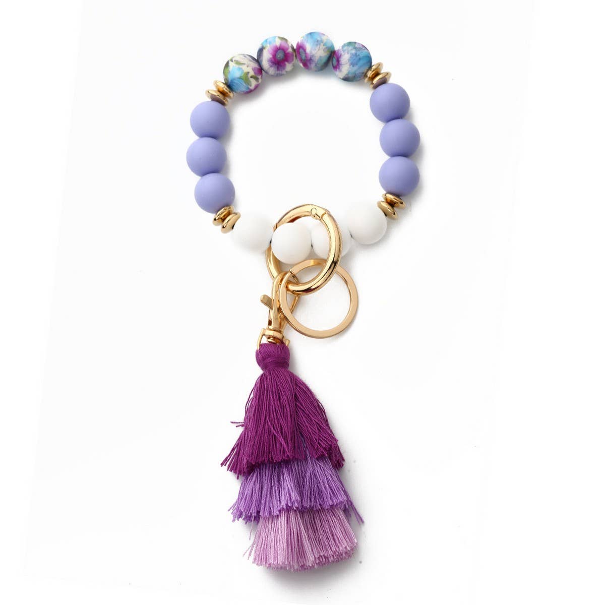 Bohemian Tassel Silicone Bead Bracelet with Prints_CWAB5019