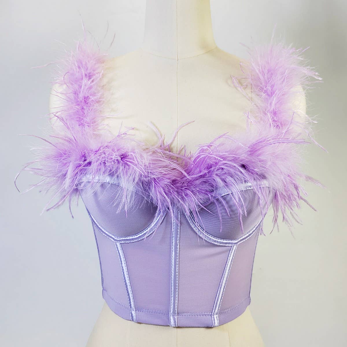 HIGH-END OSTRICH FEATHER FISHBONE TUBE TOP