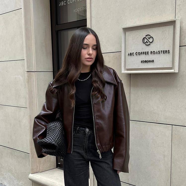 Fashionable zipper motorcycle leather jacket