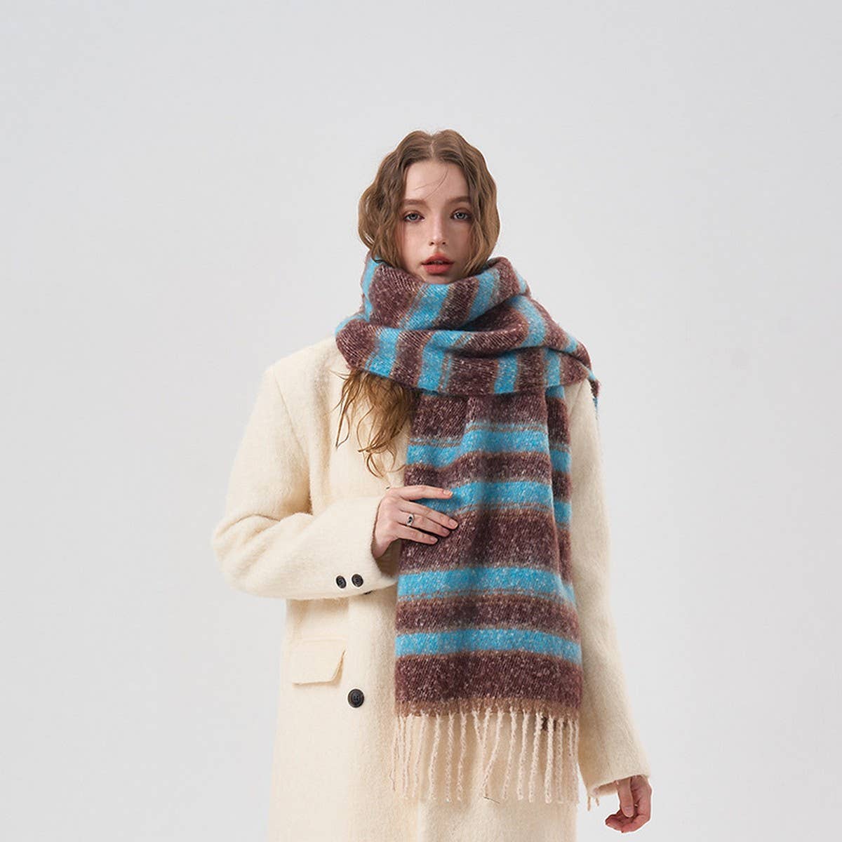 Rainbow Colorblock Scarf - Warm Cozy Winter Wrap_CWASC2351