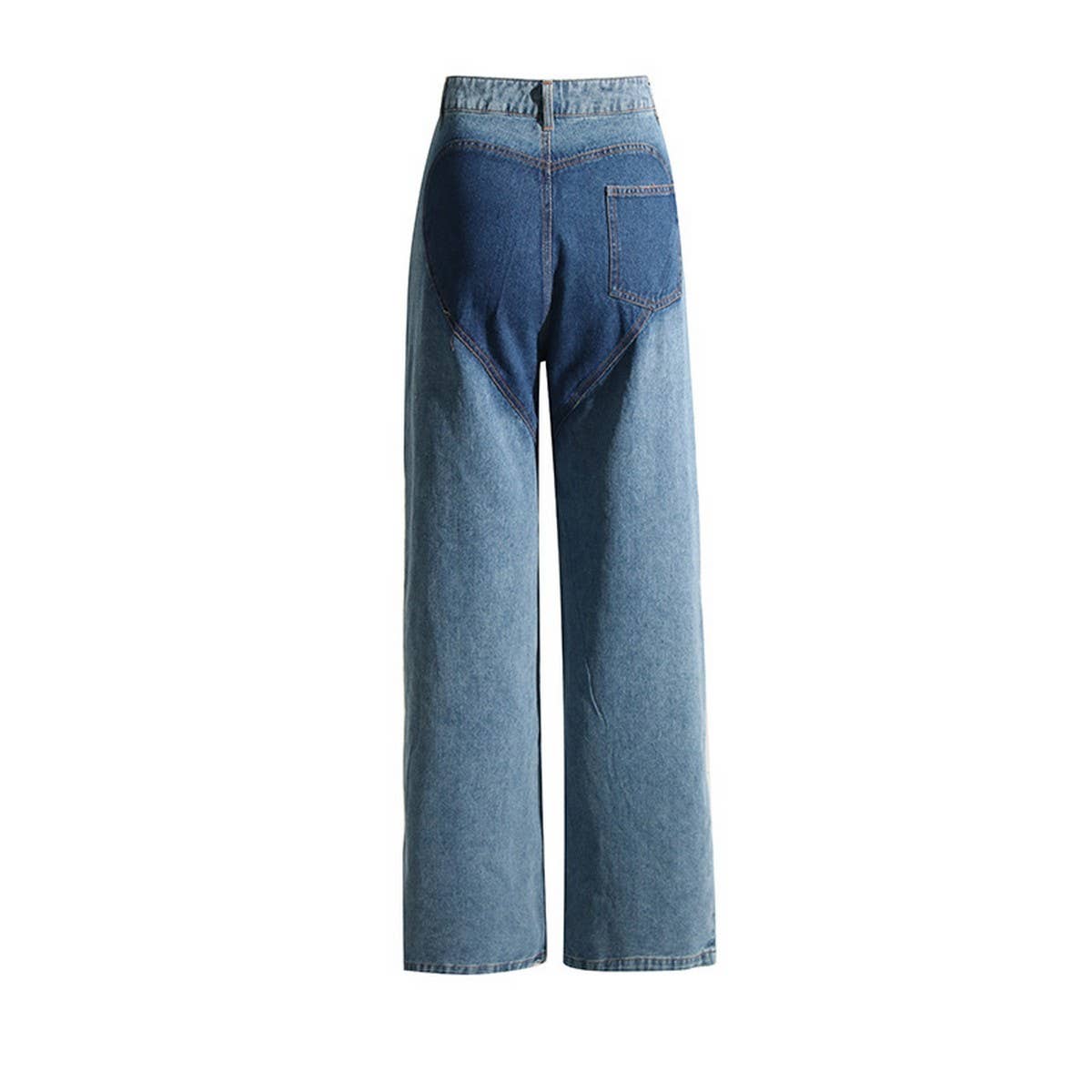 SPLICED CONTRASTING HOLLOW OUT JEANS_CWJP0189