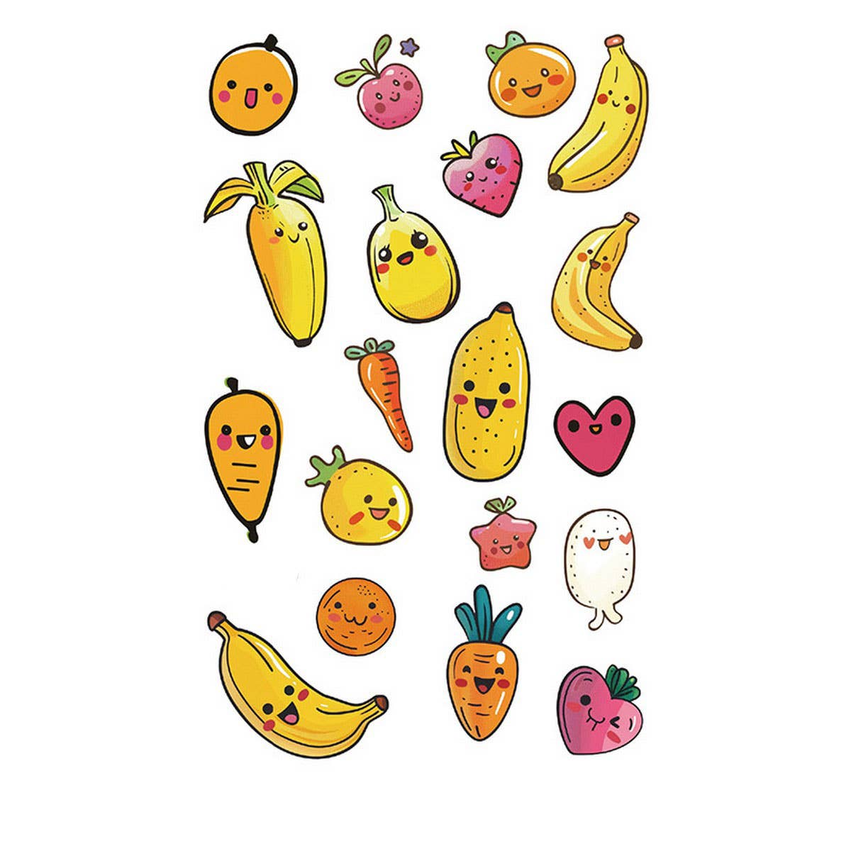 Whimsical Face Stickers ? Fruit & Galaxy Tattoos