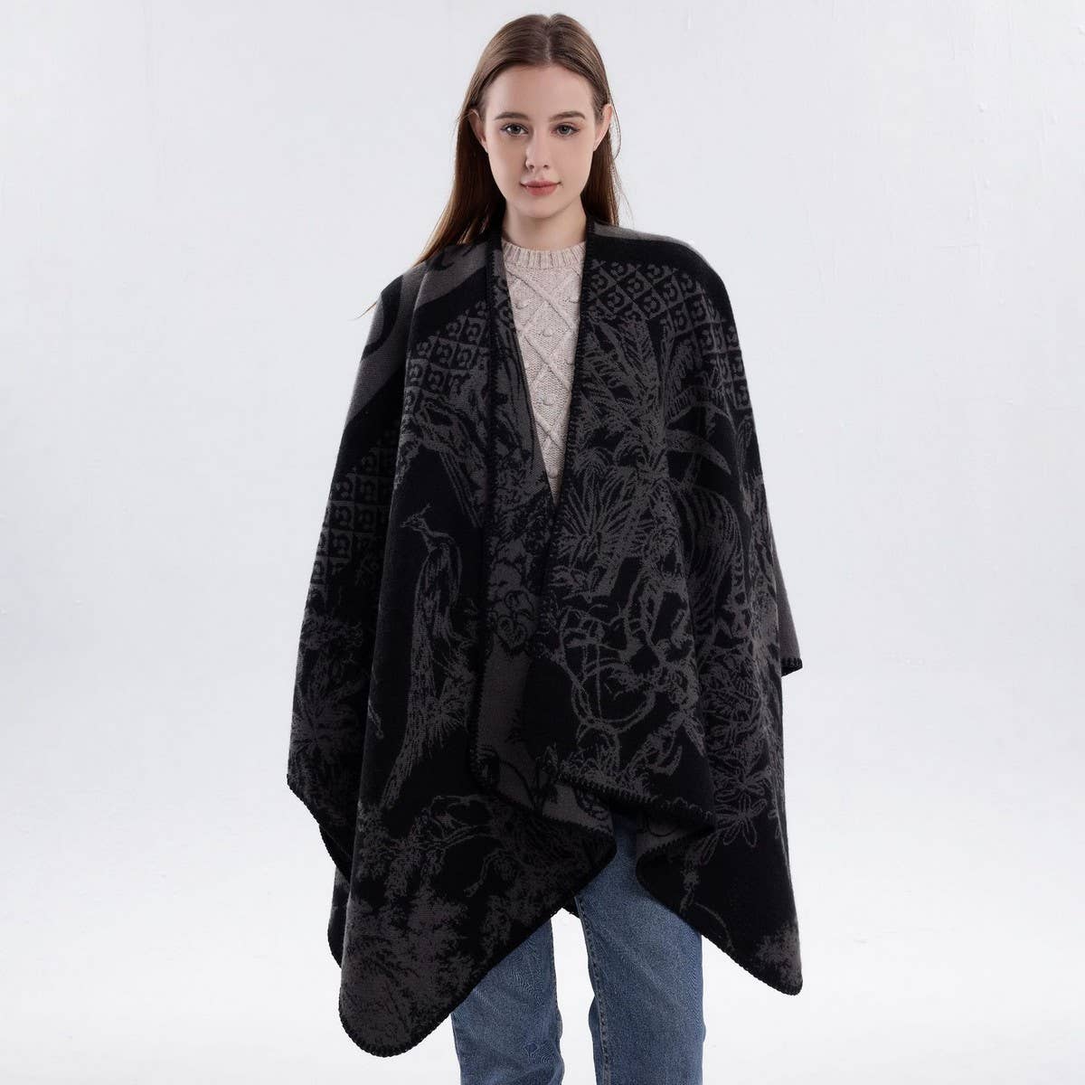 KNITTED SHAWL SCARF RETRO FASHION PRINTED SHAWL